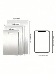 3pcs Stainless Steel Cutting Board Designed With A Handy Hanging Hole To Save Kitchen Storage Space, Various Practical Sizes Optional To Meet Different Cooking Demands, For Processing Meat, Vegetables, Fruits, Bread And Other Food Materials - Multicolor - View 5