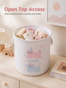 Fabric Storage Basket With Rope Handles, Animal Print Round Storage Box, Open Top Storage Bin, Can Store Clothes, Blankets, Books And Daily Items, Suitable For Bedroom, Living Room, Game Room And Dorm Storage Decorative Storage Basket - Multicolor - View 7