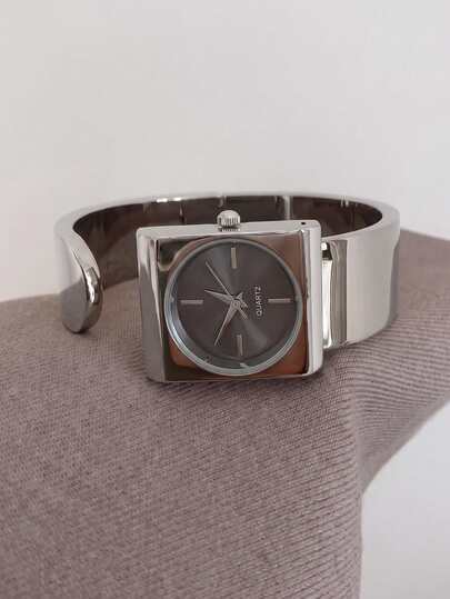 1pc/Set Vintage Square Bracelet Watch For Women, New Design Luxury Open Cuff Quartz Watch, Minimalist Niche Fashion Watch For Commuting, Daily Wear, Dating, Party, Birthday, Holiday Gift