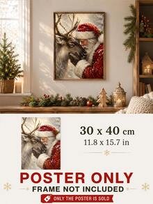 SUPSTICKER Christmas Wall Art Poster, Santa Reindeer Nutcracker Snowy Cabin Print, Holiday Decor For Living Room Bedroom Entryway, 3 Styles - Christmas - View 14