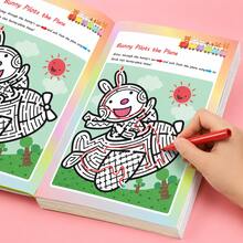 Maze Game Kids Activity Workbook, 32‑Page Brain Teaser Puzzle Book For Toddlers, Focus & Problem‑Solving Training Maze Challenge Book, Preschool Early Educational Toy, Children Reading & Writing Learning Supplies - Red - View 3