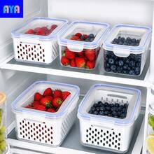 6pcs Plastic Food Storage Containers With Lids, Multi-Functional Airtight Fresh-Keeping Boxes For Refrigerator, With Drainage Basket Set, Suitable For Fruits, Vegetables And Kitchen Food Storage (3 Drainage Baskets + 3 Fresh-Keeping Boxes) - View 2