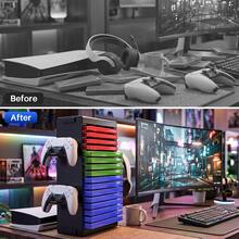 Universal Video Game Storage Tower With 4 Controller & Headset Holders, 16 Game Disc Organizer Stand, Vertical/Horizontal Storage Rack Compatible With P5, P4, X-Series, NS Console - View 4