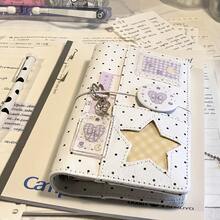 A6 Loose-Leaf Planner, Star Polka Dot Loose-Leaf Notebook, Replaceable Inner Pages, Daily Planner Memo Diary, Suitable For Work, Study, Office, Back To School Supplies, School Essentials And First Day Of School, Only Includes Cover And Inner Pages - Multicolor - View 2