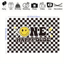 1-Piece Smiling Face Birthday Banner, Simple Black And White Design, Suitable For Birthday Decorations, Photo Props, And Home Decor.Birthday Decoration,Party Supplies - A - View 2