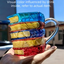 1pc 3D Book-Shaped Glass Coffee Mug, Layered Book Design Glass Cup Suitable For Coffee, Tea, Milk And Hot Drinks, Artistic Literary Design, Ideal For Readers, Writers And Book Lovers, Unique Creative Desktop Cup, Suitable For Office, Home, Study And Library, Transparent Heat-Resistant Glass Coffee Cup With Handle, Perfect Gift For Bookworms, Students And Teachers. - Multicolor - View 12