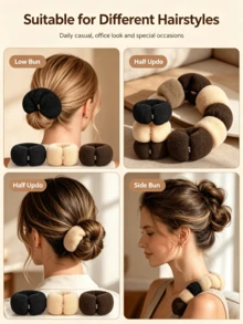 2/1pc Set Hair Bun Styler, Mesh Ballet Bun DIY Hair Tie Styling Sponge, Button Design, Fresh Sweet Braided Hair Accessory, Heatless Curling Hair Tool, Practical Hair Styling Tool, Halloween Wedding Christmas Candy Bag Home Decor - Multicolor - View 6