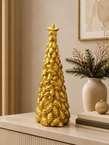 1pc Gold Tabletop Christmas Tree Decor, Textured Xmas Tree Figurine With Elegant Metallic Finish, Luxury Holiday Centerpiece For Shelf Mantel Dining Table Living Room - Multiple Models 2 - View 5