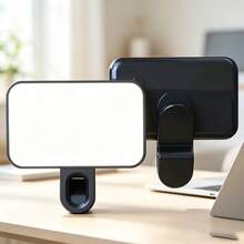 1pc Portable LED Fill Light, 3 Color Temperature Dimmable Selfie Video Light, Rechargeable Clip Lamp For Phone, Laptop, Tablet, Soft Non-Glare Supplement Light For Live Streaming, Video Calls, Makeup, Portrait & Product Photography - Black - View 5