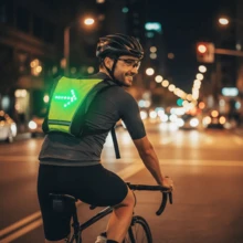 Glowing Backpack Clip, Equipped With 30 LED Lights, Suitable For Bicycle And Scooter, Night Running, With Remote Control, USB Rechargeable, Flashing Cycling Backpack Clip, Glowing Cycling Backpack Clip - Yellow - View 5