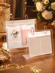 Desktop Storage Bag Rack Jewelry Organizer Dustproof, Transparent Acrylic Jewelry Display Book With Anti-Oxidation Sealed Bags, PVC Transparent Sealed Ring Earrings Nail Stickers Collection Photo Album - Multicolor - View 3