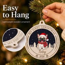 Customized Pet Christmas Ornament, Personalized Cat Dog Name Round Tree Decor, Holiday Winter Vacation Style, Customized Name Pet Memorial Keepsake, Customizable Christmas Tree Ornament, Pet Lover Gift, Holiday Home Decor, Christmas Gift, Family - Style a - View 3