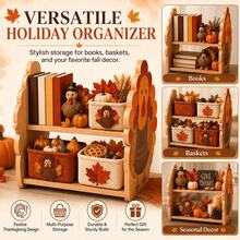 Thanksgiving Turkey Shaped Wooden Storage Rack, 2-Tier Desktop Organizer, Suitable For Books, Baskets, Pumpkins And Autumn Decorations, Home Autumn Holiday Decor Display Rack, Multi-Functional Storage Shelf - View 7