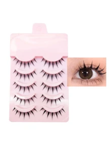 5 Pairs Eyelash Cluster Set, Voluminous Curly Soft Single Cluster False Eyelashes, 3D Faux Mink DIY Cluster Lashes, Reusable Comfortable Style, Suitable For Daily Eye Makeup - Black - View 8