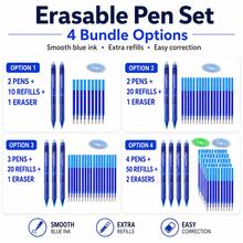 0.5mm Retractable Erasable Gel Pen Set, 2/3/4 Pens With 10/20/50 Blue Ink Refills + 1/2 Erasers, Refillable Smooth Writing Pens For Students, School, Office, Notes, Homework & Daily Writing - Multicolor - View 6