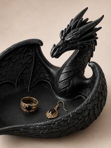 1pc Fantasy Dragon Decorative Jewelry Tray, Unique Ring Earring Necklace Storage Organizer Box, Suitable For Vanity Bedroom Desktop, Eye-Catching Home Decor Gift, Wedding Bridesmaid Gift, Room Decor, Jewelry Storage, Home Decor, Bathroom Decor - Multicolor - View 7