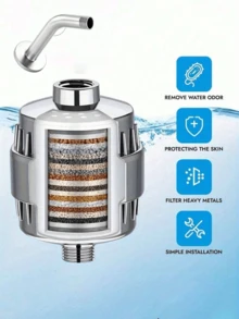 High-Efficiency Pressurized Shower Water Purifier, Active Shower Filtration System For Hard Water Environments. Equipped With Shower Head Filter With Filter Cartridge, Polished Finish. Perfect Gift Choice For Halloween And Christmas - G - View 2