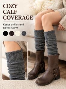 Slouchy Knit Socks, Thick And Soft Boot Socks, Warm Winter Long Socks, Women's Winter Wear, Women's Socks; Suitable For Halloween Or Christmas Looks, Lounging At Home, Daily Commuting, And Pairing With Autumn/Winter Boots. - Multicolor - View 3