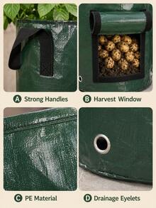 Potato Grow Bag With Flip-Top Harvest Window, Portable Garden Planting Container With Side Handles, Breathable Vegetable Grow Bag For Home Patio And Yard, Suitable For Potatoes, Carrots, Tomatoes And Backyard Mini Farm Layout - Multicolor - View 3