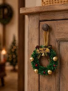 Mini Christmas Wreath Ornaments, Small Hanging Wreath Decor With Bows Bells And Berries, 5 Styles Available, Christmas Tree Hanging Decoration, Holiday Party Home Decor - Multicolor - View 8