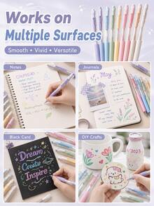 6 Colors/Box Acrylic Color Gel Pens Set, Retractable No-Bleed Layerable Drawing Pens, Cute Aesthetic Marking Pens For Journaling, Notes, Highlighting, Students, School Supplies & Art Supplies - Available In Multiple Colors - View 4