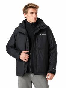 Columbia Jaket Softshell 3-in-1 Pria, Jaket Hangat Tahan Air dengan Lapisan Fleece untuk Olahraga Luar Ruangan Musim Gugur/Musim Dingin - Hitam - View 1