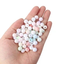 100/50顆 6-8mm 隨機混色美人魚壓克力雙色珠，DIY珠寶手工配件，適用手鍊、項鍊，迷人珠飾工藝配件 - 混色/6mm - 查看 5