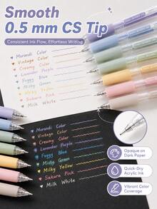 6 Colors/Box Acrylic Color Gel Pens Set, Retractable No-Bleed Layerable Drawing Pens, Cute Aesthetic Marking Pens For Journaling, Notes, Highlighting, Students, School Supplies & Art Supplies - Available In Multiple Colors - View 3