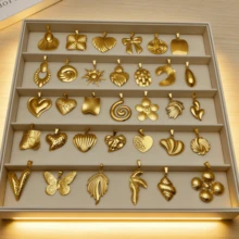 30Pcs Mixed Stainless Steel Pendant Set, Random Style Delivery, Fashion Personalized Heart Flower Butterfly Pendants For DIY Necklace Earring Jewelry - Multicolor - View 2