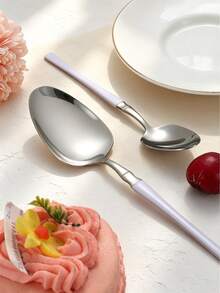 4/16/24pcs Stainless Steel Flat Cutlery Set, Universal For Home, Hotel, Restaurant - Silver-macaron Purple - View 4