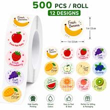 500pcs/Roll Stiker Kartun Buah Gaya INS, Bulat 1 Inci, 12 Pola, Stiker Kantor, Perlengkapan Sekolah, Stiker Kecil Dekorasi Mainan, Stiker Gulungan Hadiah Sekolah, Stiker Label Perekat PVC - MultiWarna - View 2