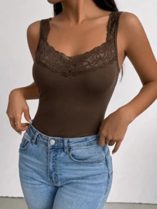 3pcs/Set Women's Lace Sleeveless Camisole Tank Top (No Padding), Side Breast Coverage Design, Slimming And Flattering, Suitable For All Seasons, Basic Top For Layering Or Wearing Alone - Multicolor - View 2