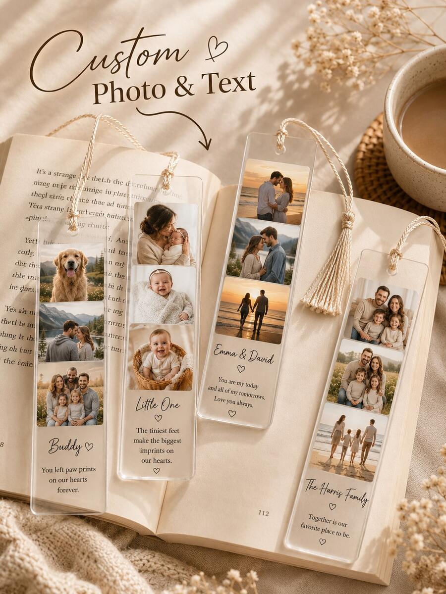Personalized Acrylic Bookmarks, Customized Bookmarks, Personalized Photo Bookmarks, Customized Acrylic Bookmarks With Pictures, Gifts For Book Lovers, Moms, Dads, Teachers, Readers, Family, Name Bookmarks, Bookmarks, Mini Bookmarks, Small Bookmarks - Multicolor - View 1