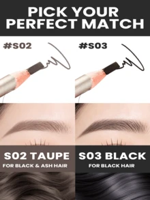 Pensil Alis Eunarz, Pigmen Tinggi, Tahan Air, Tahan Lama, Goresan Alis Realistis Seperti Rambut, Alat Rias Kontur Alis - #S03 HITAM - View 6