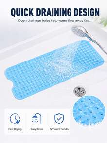 1PC Extra Long Non-Slip Bathtub Mat With Drain Holes And Suction Cups, Soft Feel, Machine Washable, Bathroom Shower Mat - For Home, Hotel, And Travel - Multi-Color Options - Multicolor - View 7