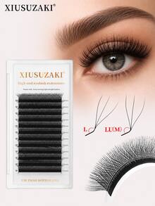 XIUSUZAKI 12 Rows L/LU Curl 3D W Shape Eyelash Extension Cat Eye False Eyelashes Hand Woven Soft Light Natural Lashes Premade Volume Fan Eyelashes Elongated Winged Individual Lashes Beginner-Friendly Applicable For Daily Life, Parties - View 2