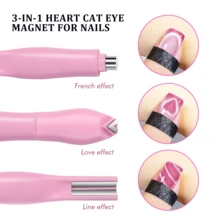 3合1磁吸美甲工具 3D愛心貓眼磁鐵、3D貓眼效果、蛇紋法式UV磁吸棒、多功能磁吸設計工具、藝術貓眼凝膠磁吸筆，適用於3D貓眼指甲油上色，強磁吸、DIY工具，適合初學者，3s吸附超強磁力 - 新品小熊磁鐵棒 - 查看 6