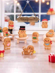 10pcs Christmas Mini Snow Scene Micro‑Landscape Ornament, Cute Gingerbread Man Doll House DIY Craft, Mini Car Interior Decor, Festive Xmas Desktop Tabletop Decoration For Holiday Home Party Gift - Multicolor - View 3