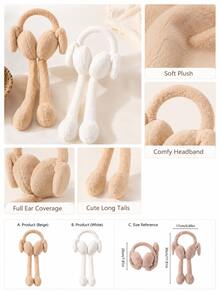 1pc Cute Plush Rabbit Ear Earmuffs, Warm And Windproof, Suitable For Students To Wear In Winter, Women's Winter Accessory - Multicolor - View 10