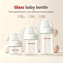 1pc Newborn Glass Baby Bottle, Wide Mouth Anti-Colic Bottle, Transparent Glass Bottle - Multicolor - View 2