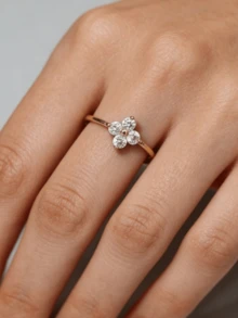 4pcs 18K Gold Plated Stainless Steel Ring Set, Stackable Rings, Clover Design, Ins Style, Waterproof Jewelry, Elegant Rings, Gemstone Rings, Gold Tone Jewelry Set, Exquisite Gift - Gold - View 8