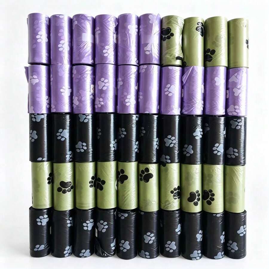 600pcs/360pcs Leak-Proof Odor-Proof Thickened Pet Waste Bags - 1.5mil Paw Print Design, (15pcs/Roll) Easy-Clean Polyethylene Material, Dog Poop Collection Bags | Funny Pattern | Leak-Proof Material, Pet Waste Bags