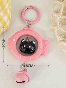 Color‑Block Mini Dumpling Pouch Set, Nylon Coin Purse With Cat Fish Keychain Charm & Bell Pendant, Portable Lipstick Earbud Car Key Storage Bag - Multicolor - View 14