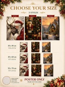 SUPSTICKER Christmas Wall Art Poster, Santa Reindeer Nutcracker Snowy Cabin Print, Holiday Decor For Living Room Bedroom Entryway, 3 Styles - Christmas - View 3