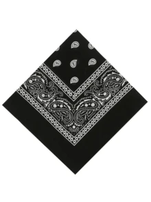 1PC Fashion Versatile Printed Novelty Large Bandana Headband Scarf Denim Suitable For All Seasons - Black - View 3