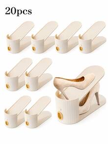 20pcs Vertical Shoe Rack Organizer, Space-Saving Closet Shoe Storage Rack, Shoe Cabinet Organizer, Adjustable Shoe Slot Rack, Suitable For Sneakers, High Heels, Flats And Slippers, Stackable Home Entryway Closet Storage Solution - Multicolor - View 9