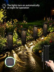 4/8pcs Solar Powered Ground Lights, Waterproof Outdoor LED Landscape Lights, Auto On/Off Solar Garden Lights, Suitable For Yard, Lawn, Pathway Decorative Solar Lighting, Halloween, Christmas, Party And Holiday Decoration - Warm Light - View 2