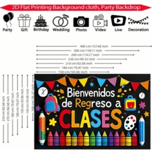 1pc Schoolbag With Colored Pencils And Triangular-Shaped Colored Stickers For The Back-To-School Season Banner,Made Of Polyester Material,Suitable For School Opening Ceremonies,Campus Activities,Welcome Parties,Classroom Decoration,Universal Theme. - A - View 3