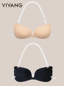 YIYANG 2/1 Pair Of Invisible Adhesive Bras With Transparent Shoulder Straps, Lifting And Shaping Small Breasts, And Thin Nipple Covers. - Multicolor - View 11