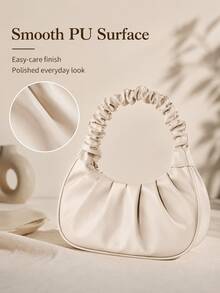 Mini Fashion Solid Color Pleated Handbag, Multi-Functional Women's Cloud Bag/Crescent-Shaped Shoulder Bag/Underarm Bag, Fashion Women's Handbag - Multicolor - View 6